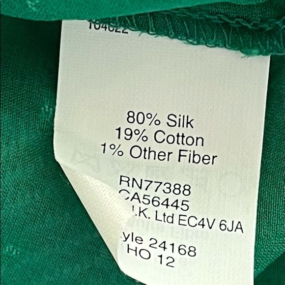 J.  Crew Green Swiss Dot Silk Blend L/S Sheer Blouse sz 2 - Picture 9 of 9